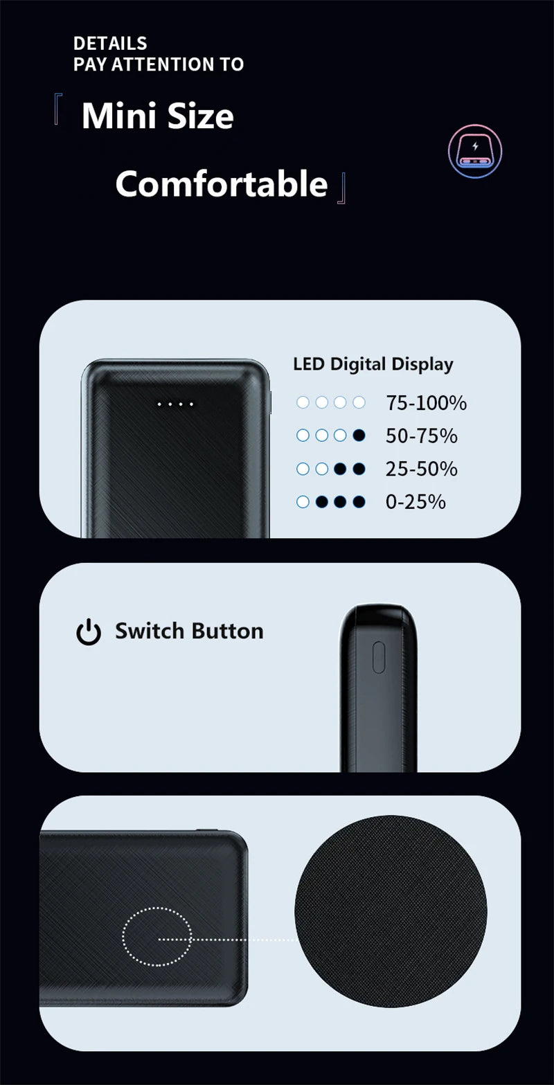 Mini Power Bank 20000mAh 5V 2A