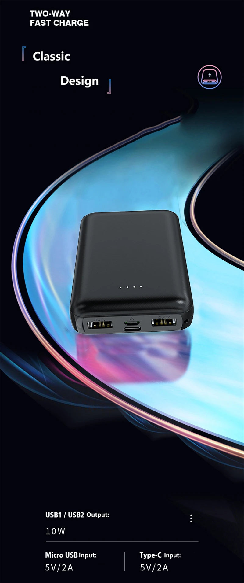 Mini Power Bank 20000mAh 5V 2A